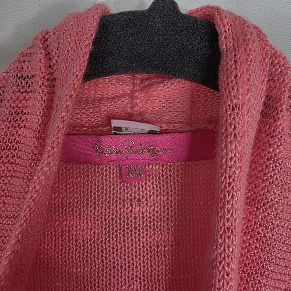 Lilly Pulizer Open Front Fringe Bright Pink/coral Cardigan Size XXL - Picture 5 of 7